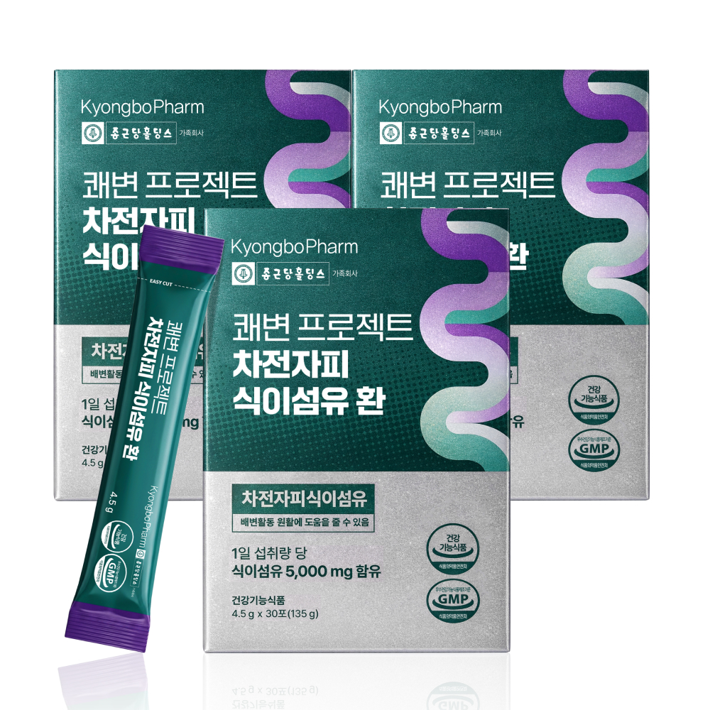 종근당홀딩스 경보제약 쾌변프로젝트 차전자피 식이섬유 환 30포, 3개 - 상품 이미지