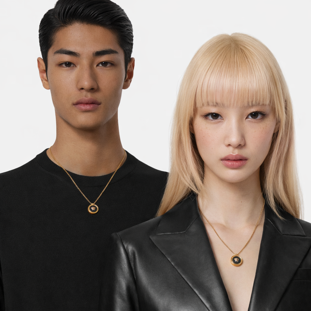 베르사체 목걸이 메두사 금장 DG17255 DJMR K41T 블랙 에나멜 이미지 8