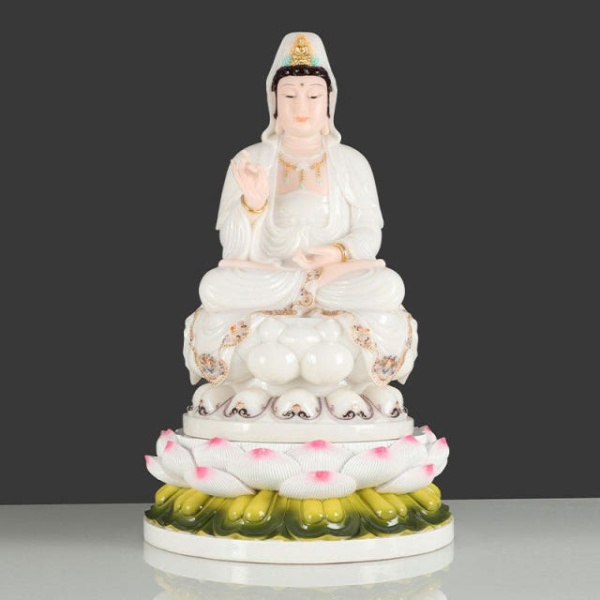 고급스러운 연꽃 도자기 장식대 불상 진열대 미니불상 관음상 연잎 받침대 블루 16인치 연잎 받침대 블루 10인치 - 상세 이미지 4