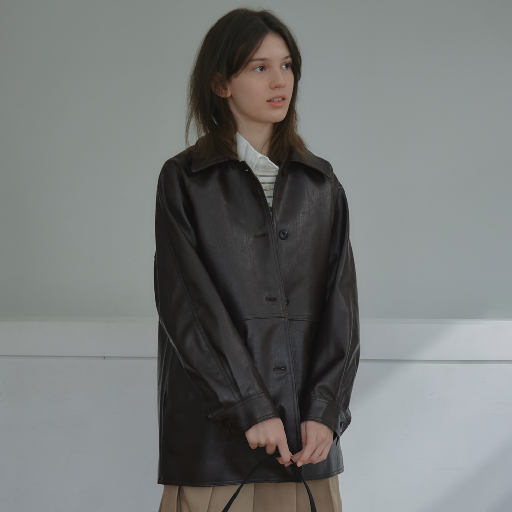 Vera Leather Half Coat_2Color - 상세 이미지 3