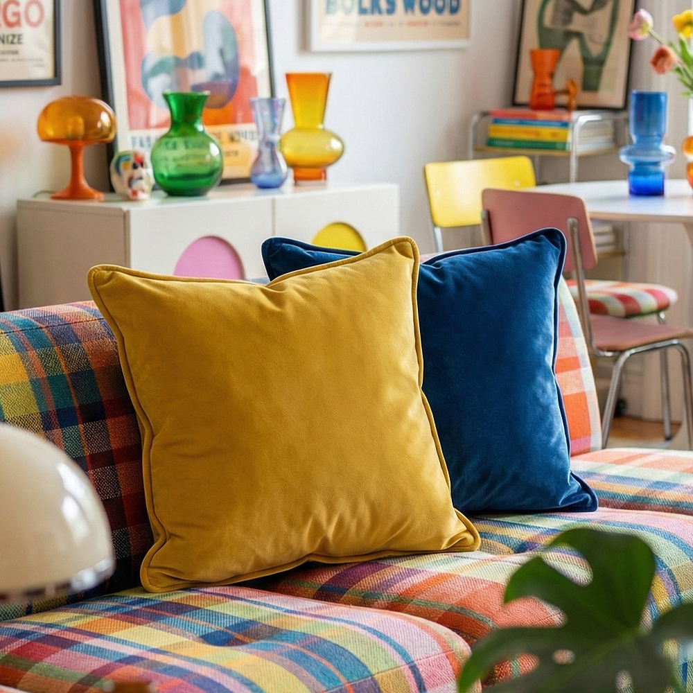 디자이너 무지 벨벳 쇼파쿠션 북유럽 쿠션커버 스타일K 327썬샤인옐로우, 50x50cm