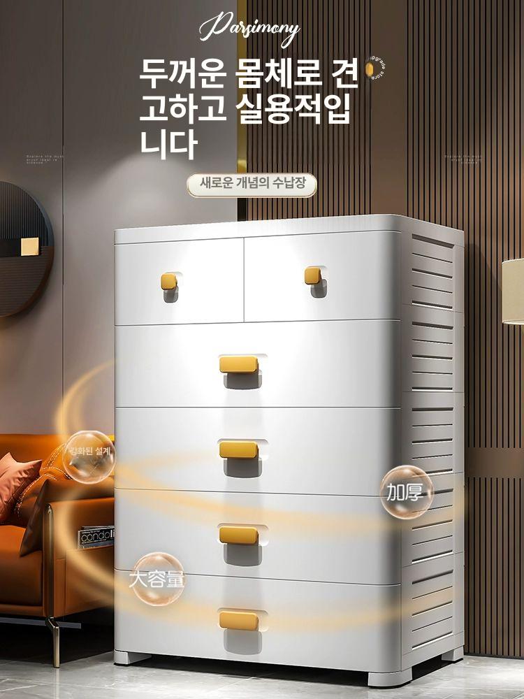 오단서랍장 5단 1000 옷장 튼튼한 서랍수납장 화이트 63cm 폭 궁전 그레이 바퀴 포함 이중 서랍 3칸 - 상세 이미지 2