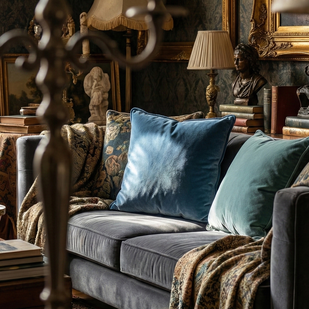 디자이너 무지 벨벳 쇼파쿠션 북유럽 쿠션커버 스타일K 320스틸블루, 50x50cm