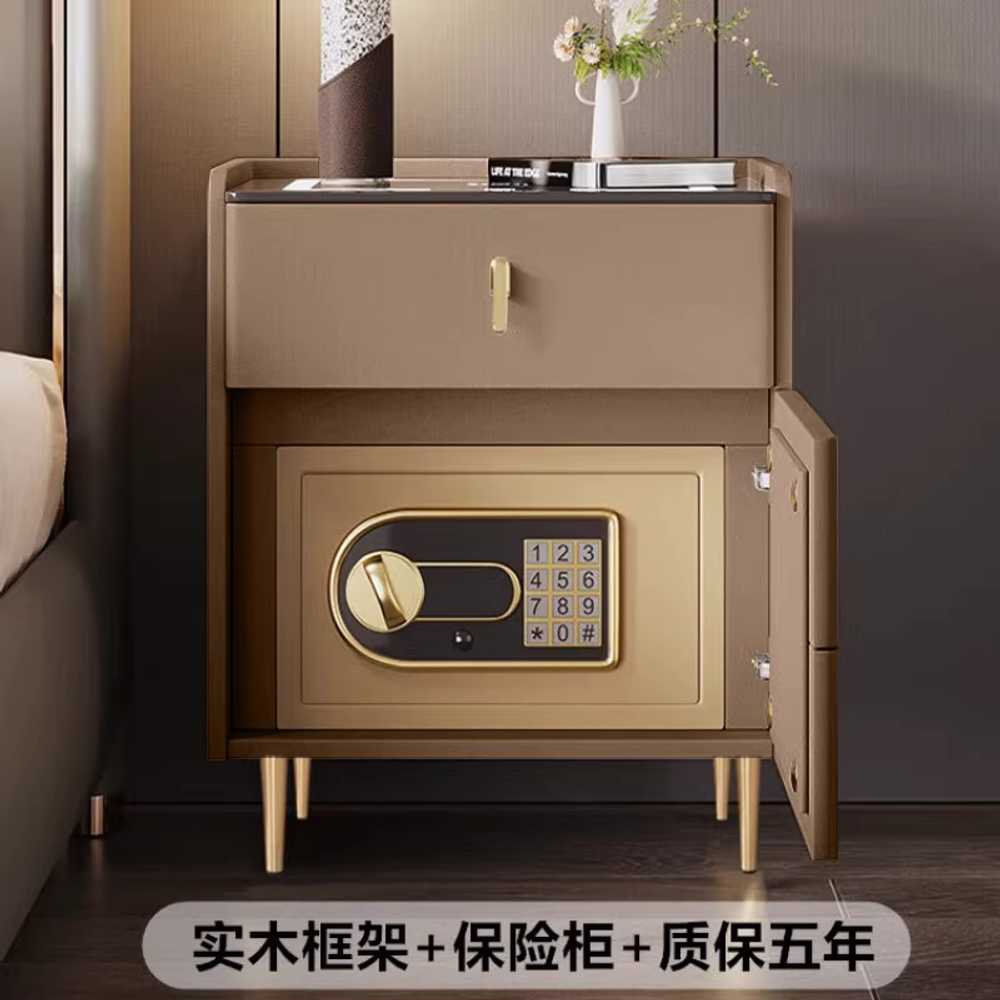 스마트 협탁 금고 목재 가정용 침실 무선 충전 수납장 40x40x60 - 상세 이미지 4