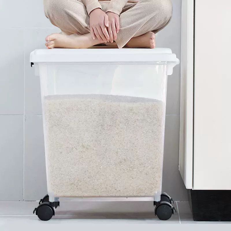 쌀통 밀가루통 20kg 원터치 밀폐 이동식 스텐 업소용 민트그린 [15kg 쌀 12.5kg 밀가루] - 상세 이미지 5