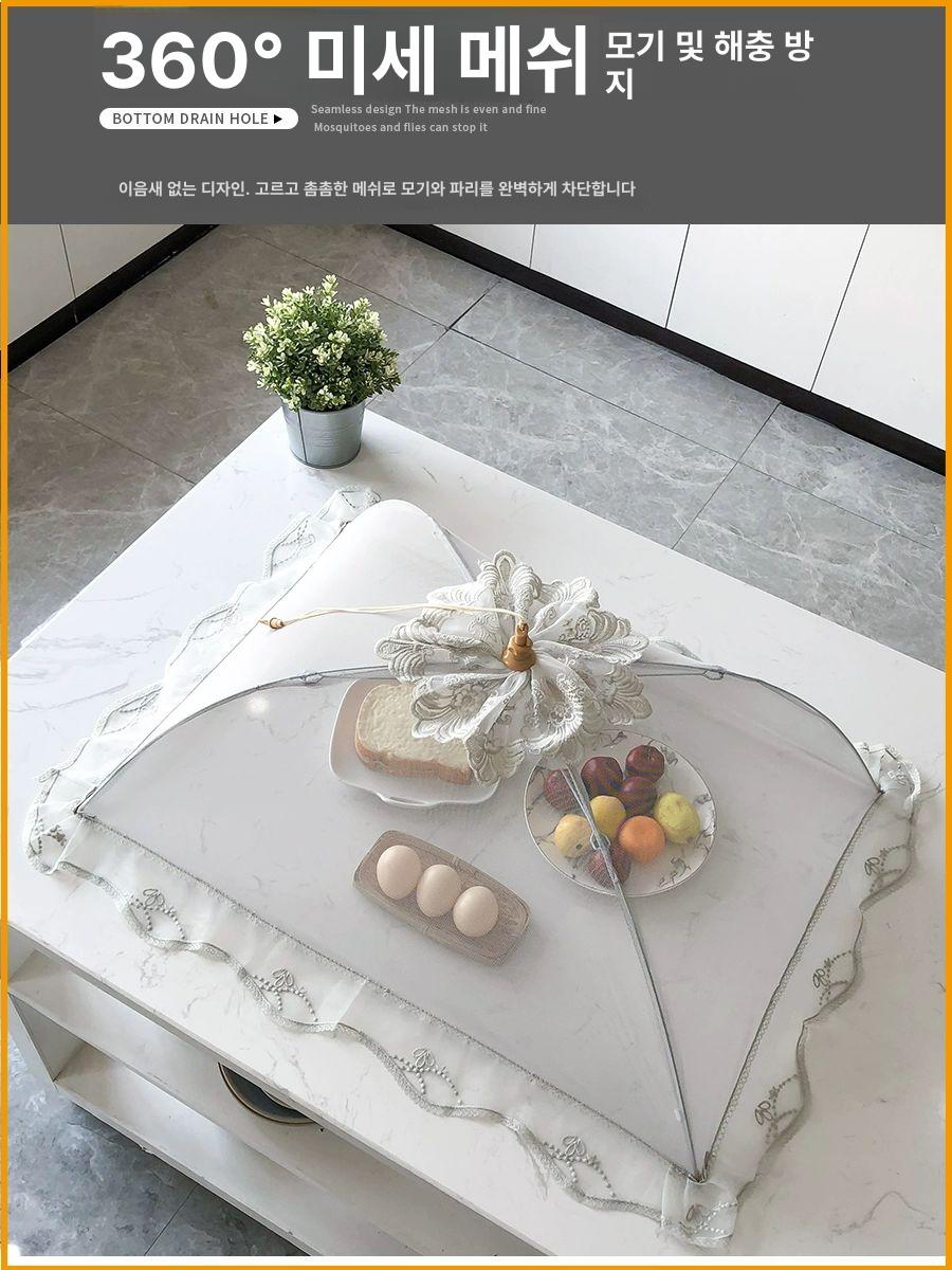밥상보 푸드커버 레이스 원터치 상커버 42cm 음식덮개 70cm 미니멀리스트 화이트 - 상세 이미지 2