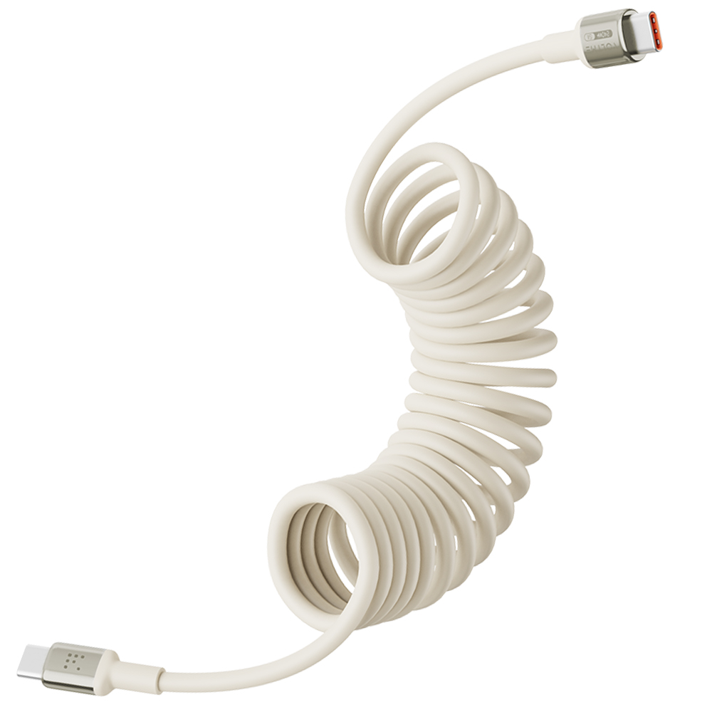 볼트미 Helix 240W PD C to C타입 스프링 초고속 충전케이블 크리미 화이트, 1개, 1.8m - 상품 이미지
