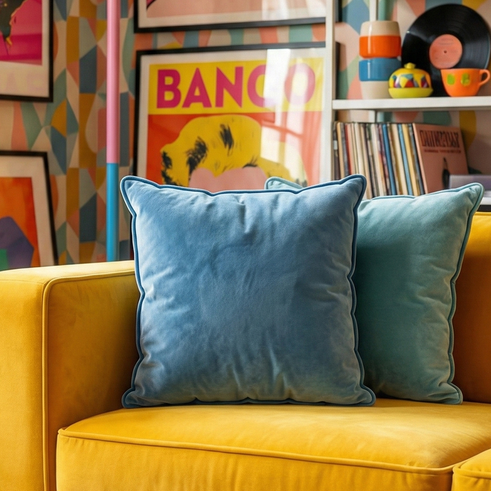 디자이너 무지 벨벳 쇼파쿠션 북유럽 쿠션커버 스타일K 320스틸블루, 50x50cm