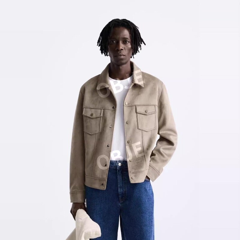 ZARA 남성 스웨이드 재킷 자라 워싱 비즈니스 아우터 캐주얼 봄 가을 - 상세 이미지 5