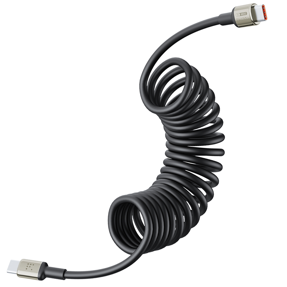 볼트미 Helix 240W PD C to C타입 스프링 초고속 충전케이블 블랙, 1개, 1.8m - 상품 이미지