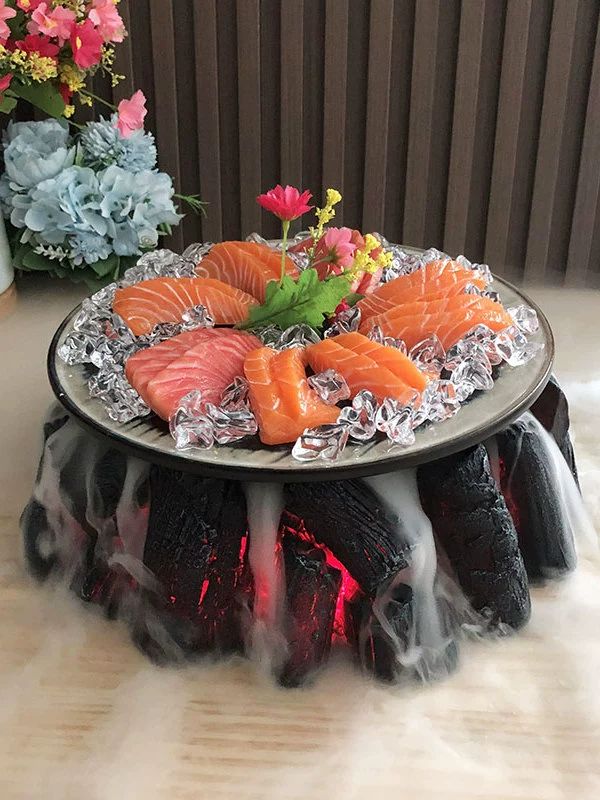 오마카세 플레이팅 드라이스 회접시 화산 고급 생선회 원형 업소용 - 상품 이미지