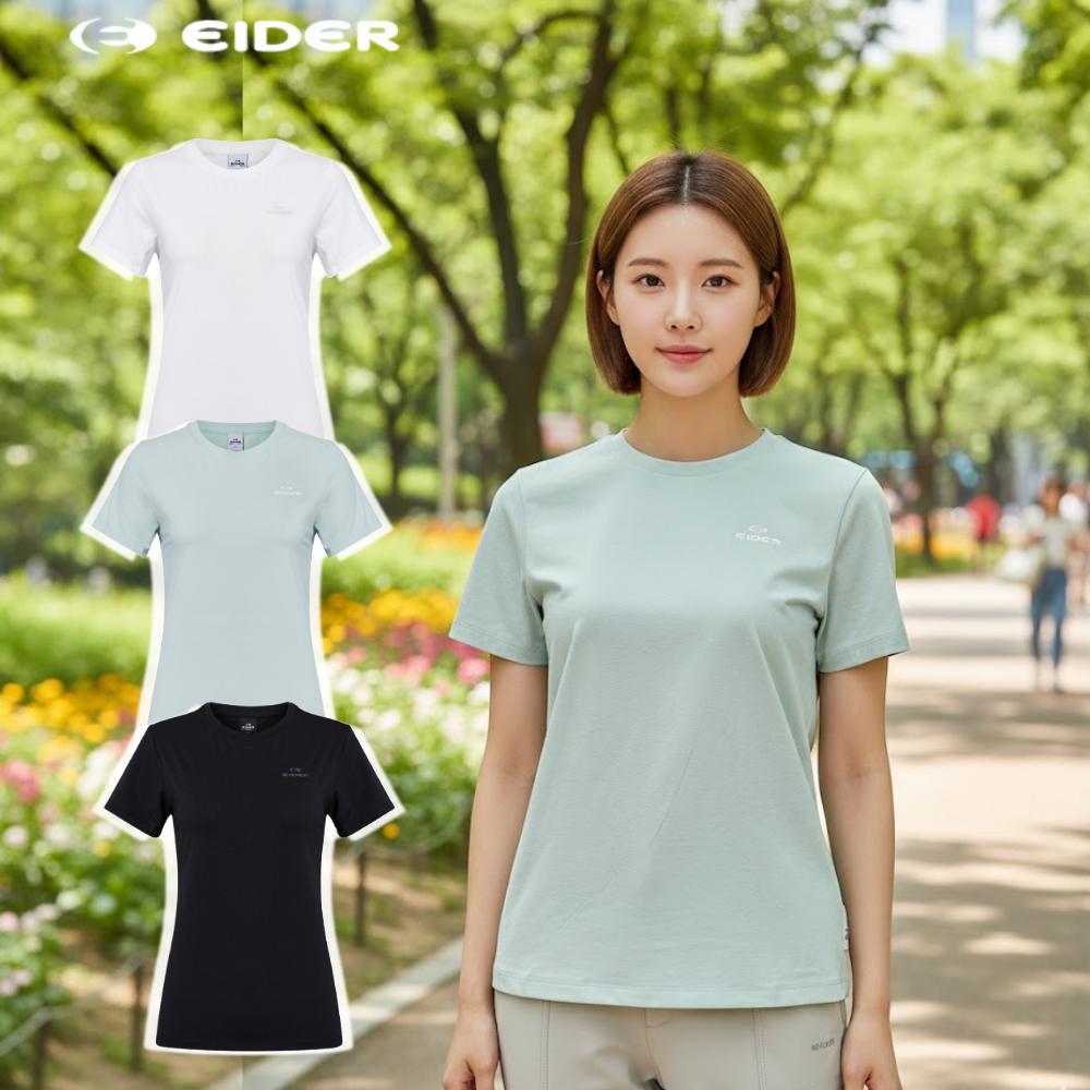 아이더 여성 반팔 라운드 티셔츠 스트레치 흡습속건 여름 - 상품 이미지