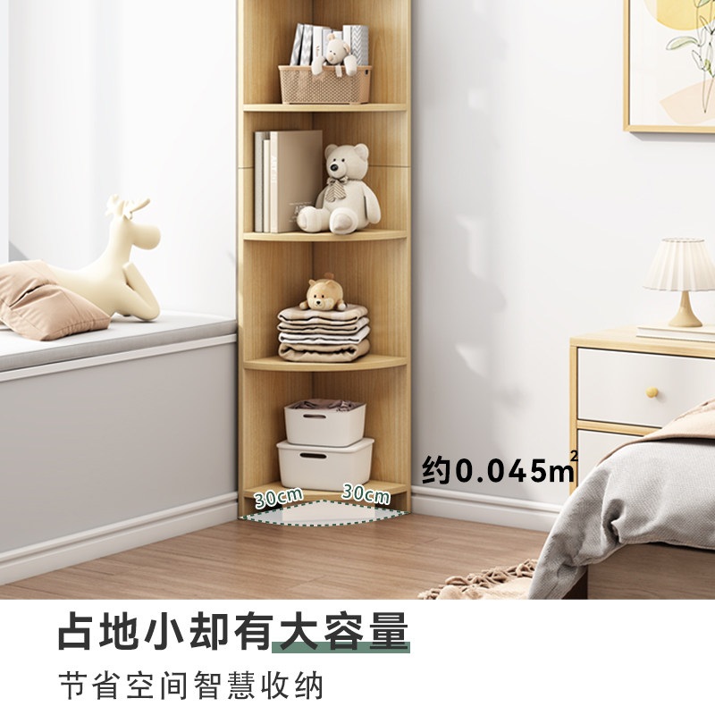 주방 서랍 선반 거실 정리 가구 우드 모서리 활용 삼각 원목 코너 수납장 코너선반장 3단 따뜻한 흰색 30x30x90cm - 상세 이미지 3