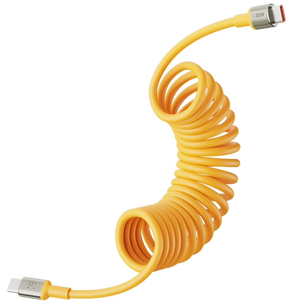 볼트미 Helix 240W PD C to C타입 스프링 초고속 충전케이블 옐로우, 1개, 1.8m - 상품 이미지