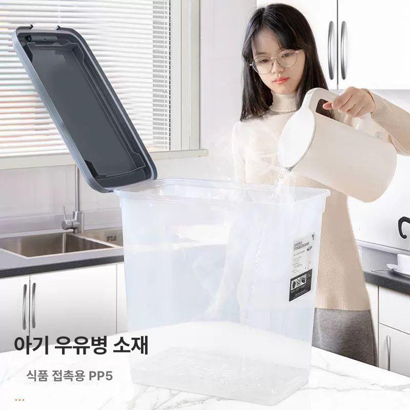 쌀통 밀가루통 20kg 원터치 밀폐 이동식 스텐 업소용 민트그린 [15kg 쌀 12.5kg 밀가루] - 상세 이미지 3