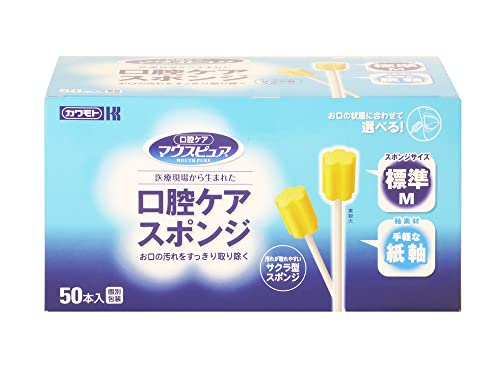카와모토산업 마우스퓨어 구강케어 스폰지 종이축 M사이즈 50개입