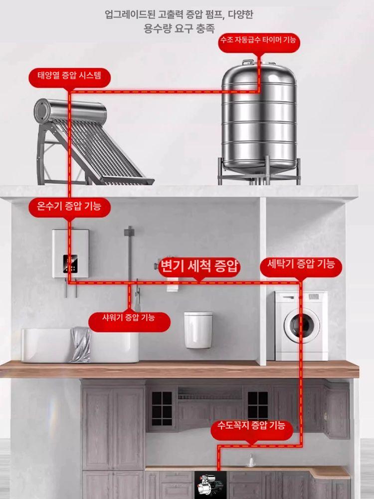 가정용 부스터펌프 급수용 가압 배수 무소음 양수기 490W 수동 수동전원 이미지 6