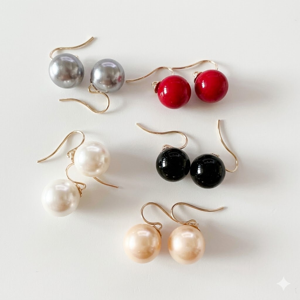 14K 10K 금귀걸이 진주 오닉스 산호 볼 귀걸이 10mm (변색없는 원석 무드)