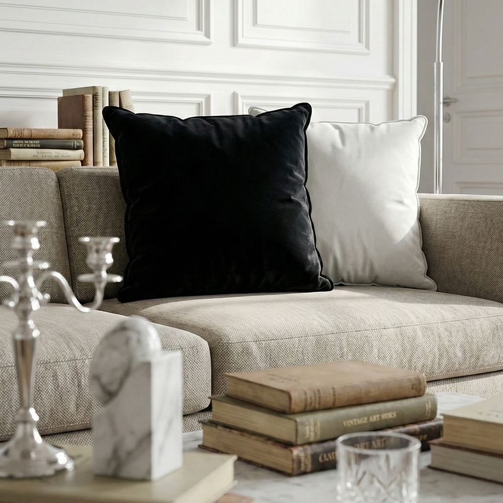 디자이너 무지 벨벳 쇼파쿠션 북유럽 쿠션커버 스타일K 326에보니블랙, 50x50cm
