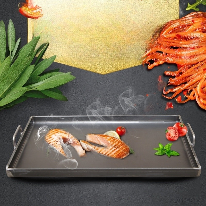 대형 철판 두꺼운 바닥 떡볶이 주물 식당 곱창 요리 구이판 볶음 고기 프라이팬 업소용 고기구이 40cmx60cm 두께 6mm - 상품 이미지