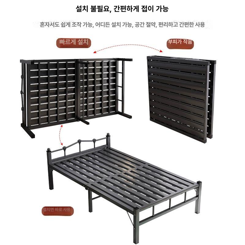 철제 침대 프레임 굵은 퀸침 퀵스냅 매트리스 받침대 원룸 접이식 모던 편리함 - 상세 이미지 4