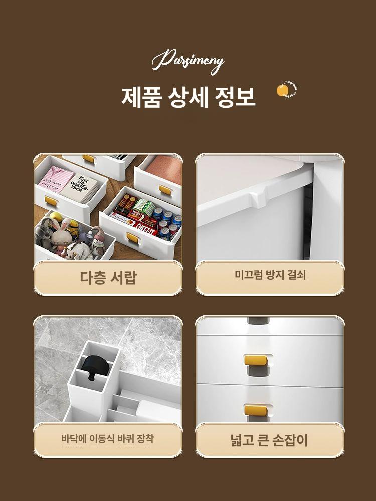 오단서랍장 5단 1000 옷장 튼튼한 서랍수납장 화이트 63cm 폭 궁전 그레이 바퀴 포함 이중 서랍 3칸 - 상세 이미지 5
