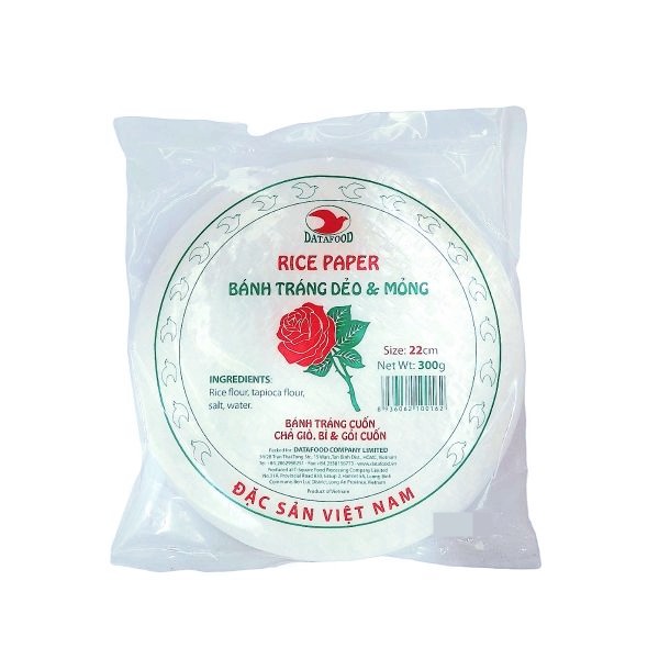베트남 월남쌈 원형 반짱 banh trang 장미표 라이스페이퍼 22CM 300g, 10개 - 상품 이미지