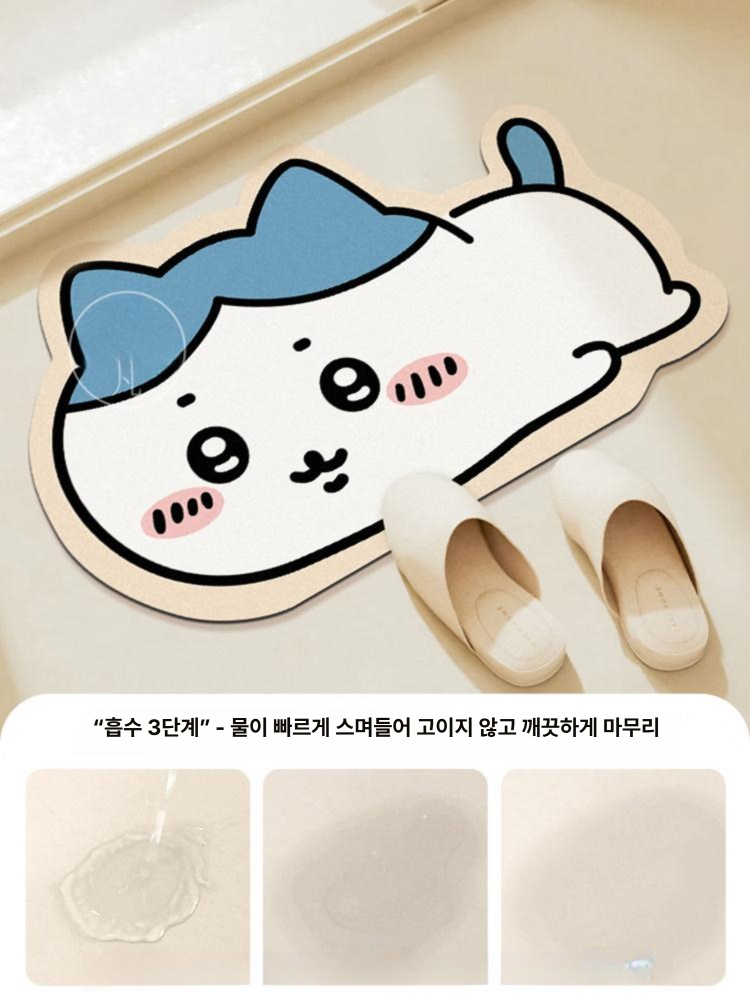 치이카와 욕실 매트 규조토 흡수 진흙 속건 우사기 하치와레 미끄럼 방지 발판 DY 카와 환영 B 50x80cm [욕실 입구] - 상세 이미지 2