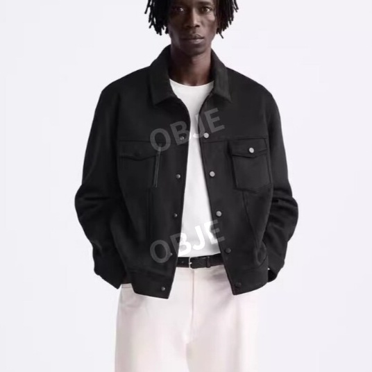 ZARA 남성 스웨이드 재킷 자라 워싱 비즈니스 아우터 캐주얼 봄 가을 - 상세 이미지 4