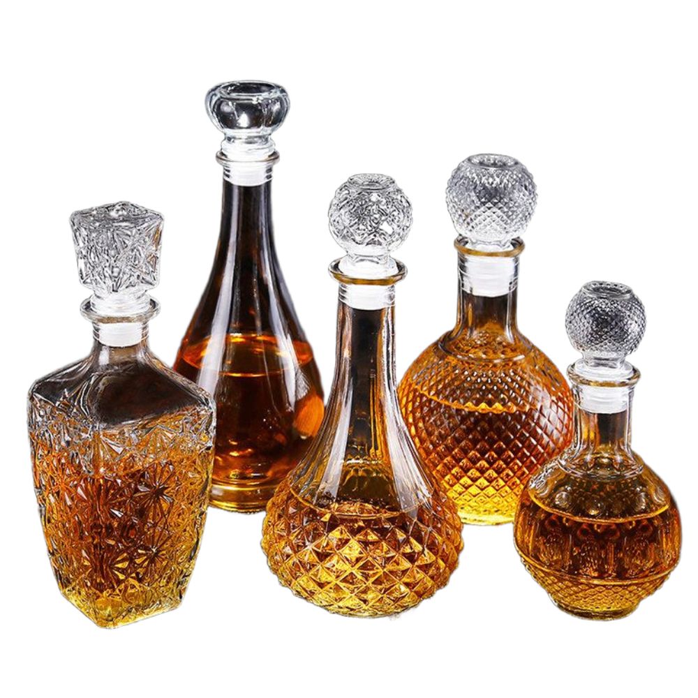 유리 위스키병 와인 유리병 위스키 공병 투명 양주병 술병 SX-2 라운드 볼 500ML - 상품 이미지
