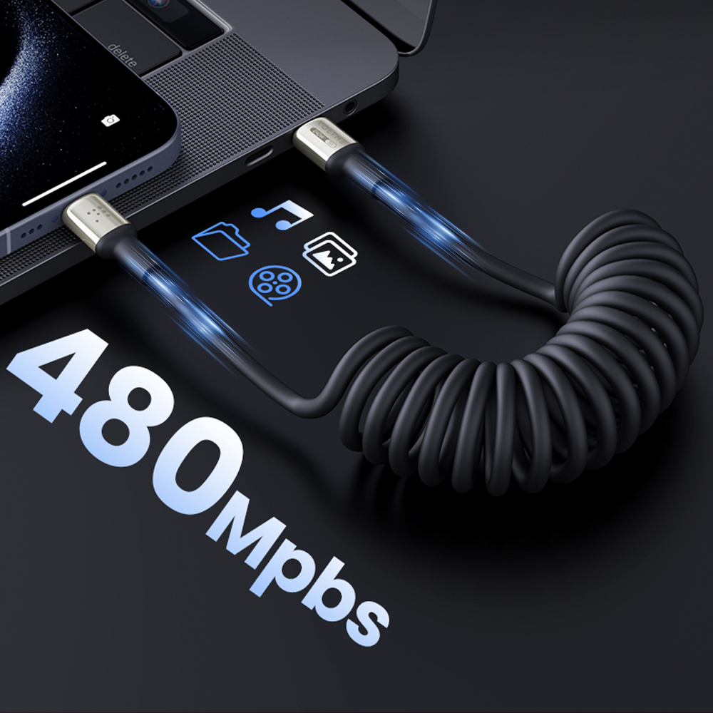 볼트미 Helix 240W PD C to C타입 스프링 초고속 충전케이블 블랙, 1개, 1.8m - 상세 이미지 3