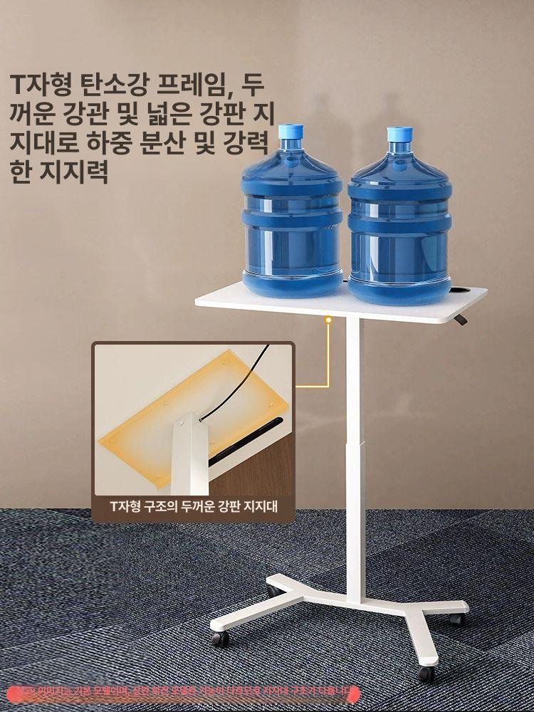 이동식 교탁 바퀴 데스크 흰색 사회자 달린 강연대 베이지화이트 슬롯 - 상세 이미지 4