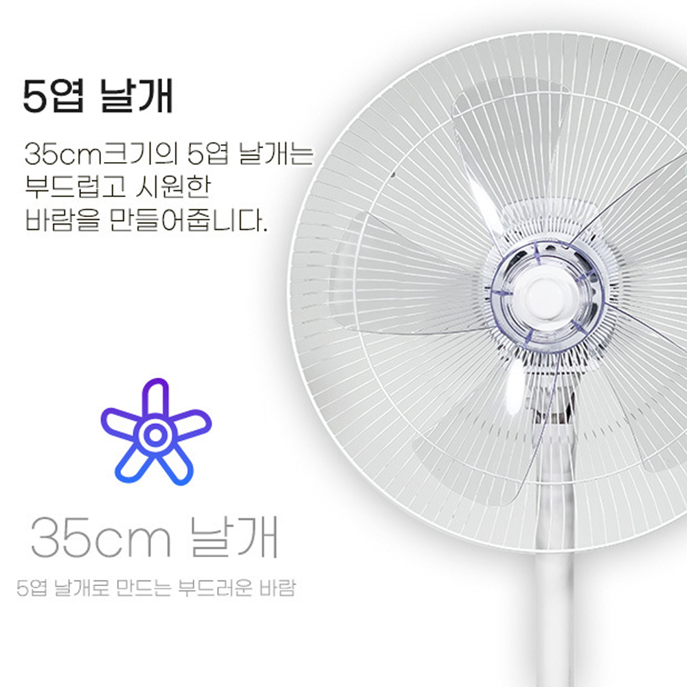 14인치 가정용 스탠드 선풍기 저소음 5엽 3단 자동좌우회전 높이조절 타이머 - 상세 이미지 3