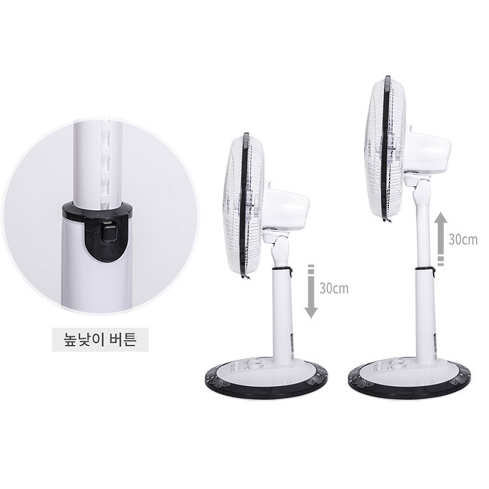 14인치 좌석용 스탠드 안전망 선풍기 35cm 5엽 3단 자동좌우회전 높낮이조절 타이머 - 상세 이미지 5