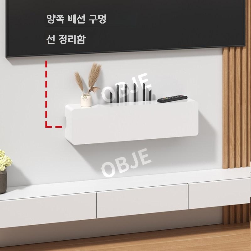 공유기 정리함 벽부착 셋톱박스 보관함 원목 무타공 와이파이 멀티탭 수납 - 상세 이미지 3