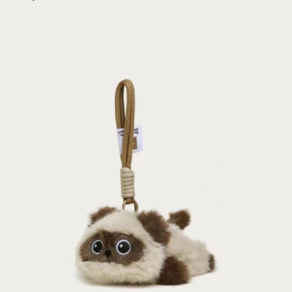 고양이 인형 키링 보들보들 푹신한 삼색 무늬 엎드린 아기고양이 봉제 인형 귀엽고 깜찍한 - 상세 이미지 3