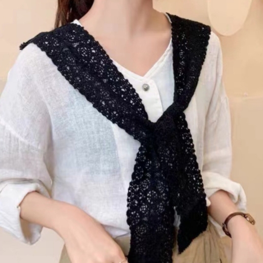 페이크 레이스 카라 훼이크 넥 가짜 목 레이스 케이프 셔츠 레이어드 이너 넥카라 여성용 - 상품 이미지