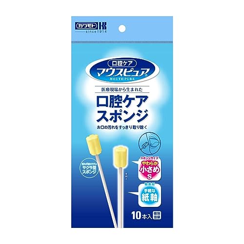 카와모토산업 마우스퓨어 구강케어 스폰지 종이축 S·부드러운 타입 10개입