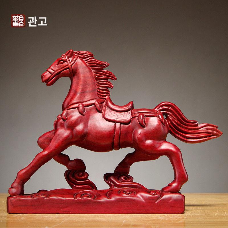 2026 붉은 말의 조각상 개업 선물 복 블랙 해 레드우드 정교한 조각 마리 20cm - 상세 이미지 2