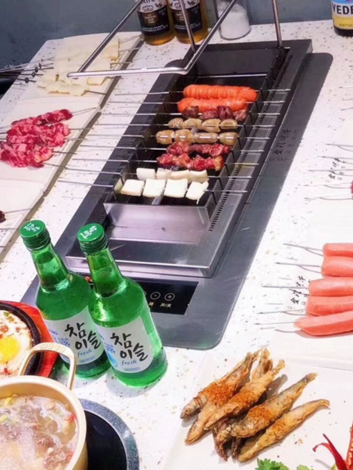 양꼬치기계 스테인레스 업소용 캠핑 오븐 바베큐꼬지 11개 2200W 터치스크린 무연 - 상세 이미지 4