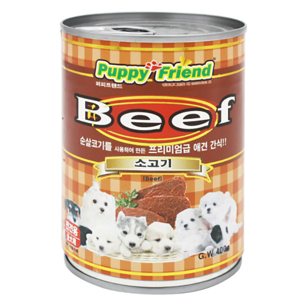 퍼피프랜드 강아지캔 강아지통조림 애견 습식 유동식 소고기(대용량), 400g, 1개 - 상품 이미지