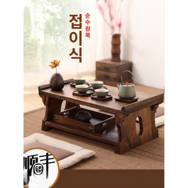 고풍스러운 전통 소반 간이테이블 찻상 술상 자개상 좌탁 호족반 대형 80 x 38x34 원목 평면 소형 60 x 35x23 - 상세 이미지 2