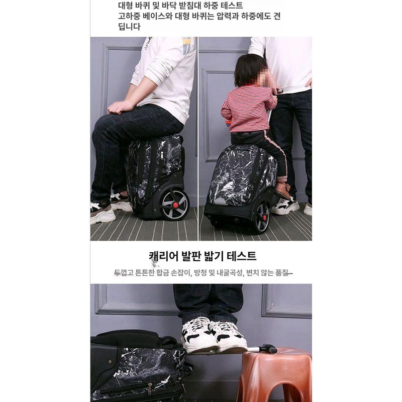 캐리어 책가방 롤링 바퀴 백팩 퍼플 여행용 배낭 달린 노트북 이동식 학교 신학기 - 상세 이미지 4