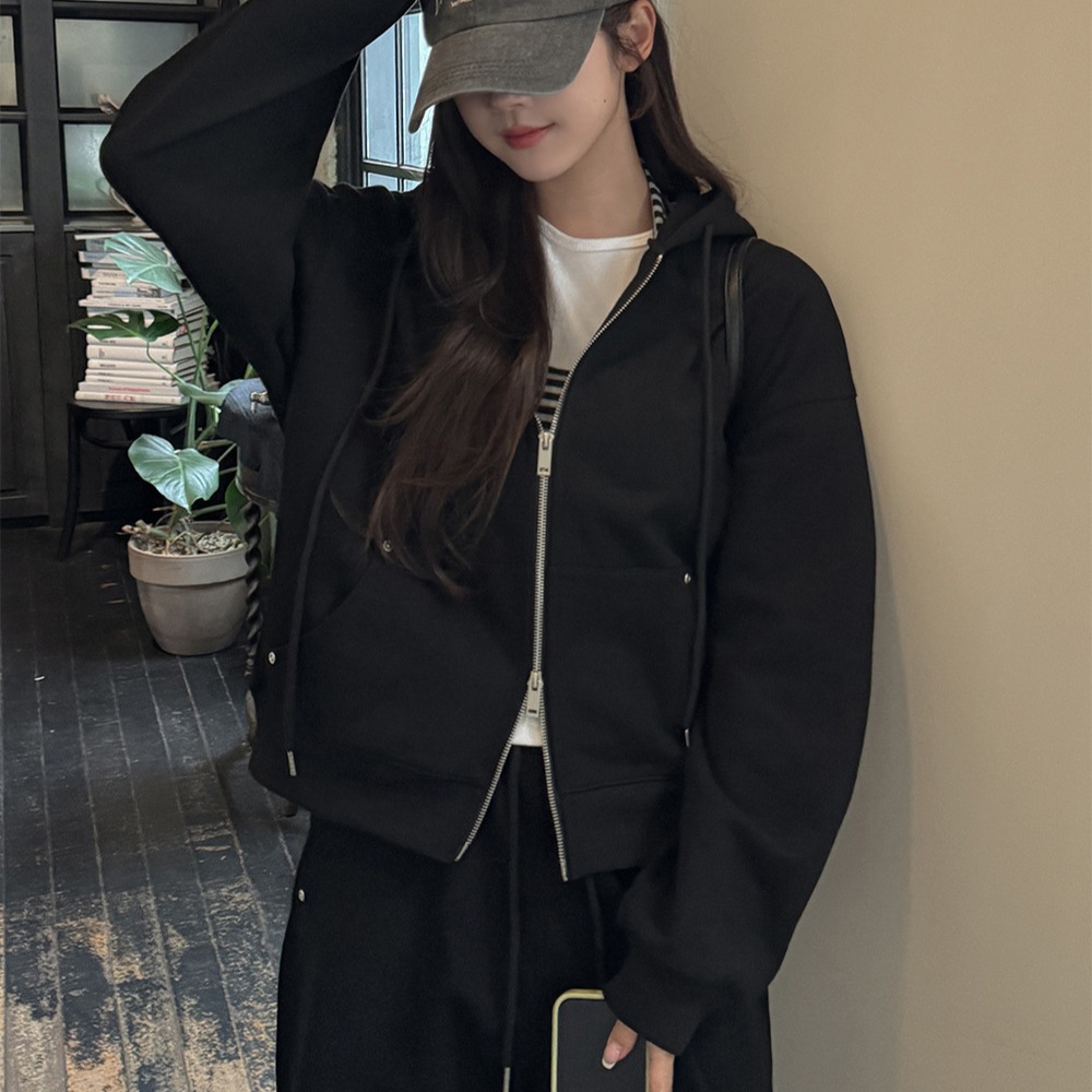 마론 투웨이 지퍼 코튼 오버핏 후드 집업 점퍼 - 상세 이미지 4