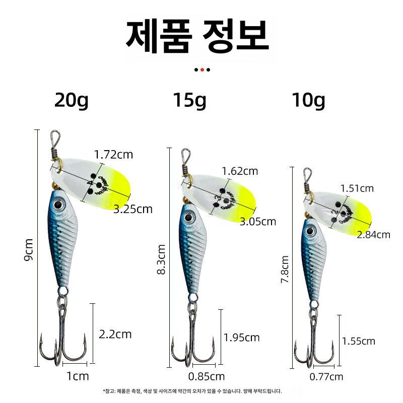 십랴 스피너 베이트 20g 3p세트 블루 루어낚시용품 슈퍼 양영곤 카키 윌로우 텐덤 더블 - 상세 이미지 5