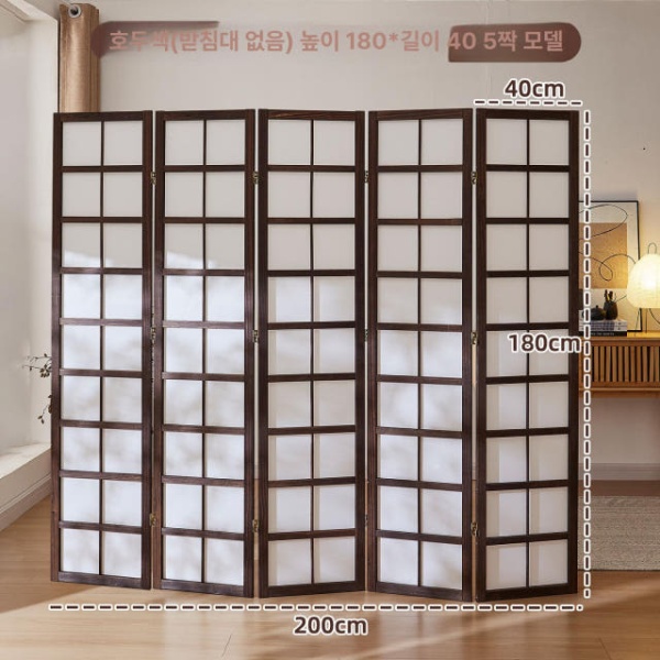 세련된 이동식 우드 칸막이 목재 가림막 빈티지 4단 병풍 식당 카페 파티션 천 포함 천 미포함 내추럴 우드 2단 - 상세 이미지 4