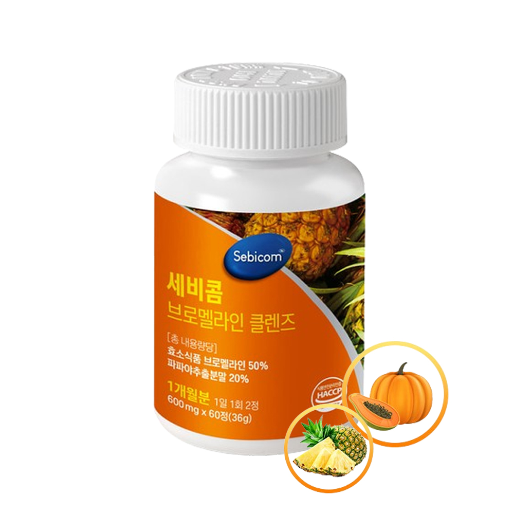 파인애플 효소 브로멜라인 퀘르세틴 정 브로멜라인 파파인 효소 단백질분해 케르세틴 60정 - 상품 이미지
