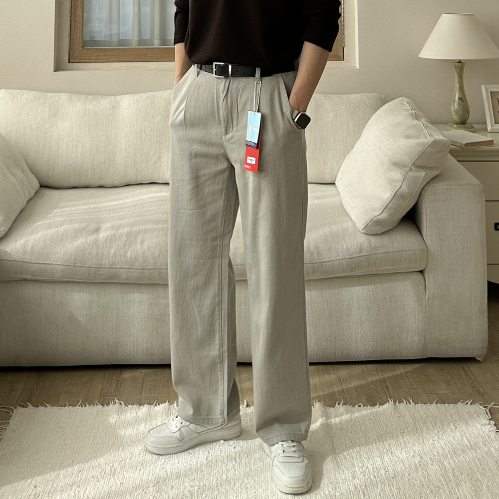 남자 바지 빅사이즈 밴딩 일자핏 정장 커플 면 바지 남자 팬츠 - 상품 이미지