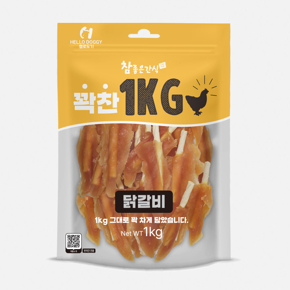 헬로도기 꽉찬 강아지대용량간식 사사미 고구마 닭가슴살 건조간식 닭갈비, 1kg, 1개 - 상품 이미지