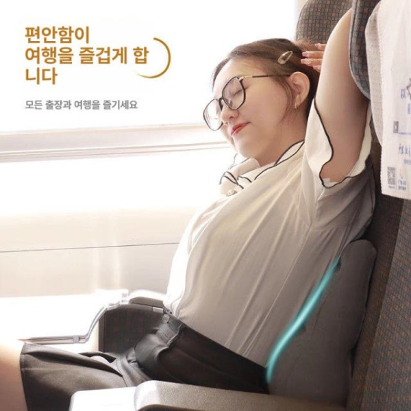 프리미엄 기내용 허리쿠션 파우치 여행용 등받이 비행기 사각형 연그레이 연그레이 - 상세 이미지 4